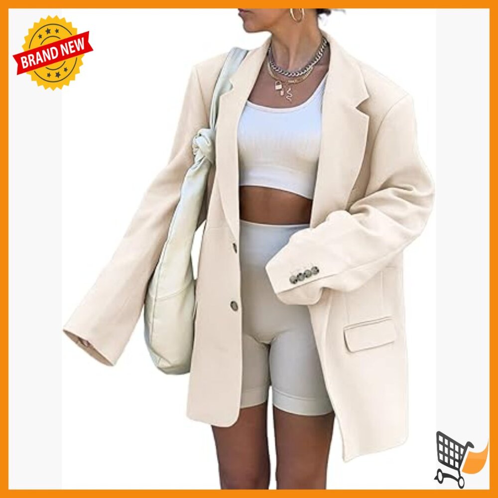 Long Sleeve Oversized Lapel Blazer Modern Fit Work Office Jacket